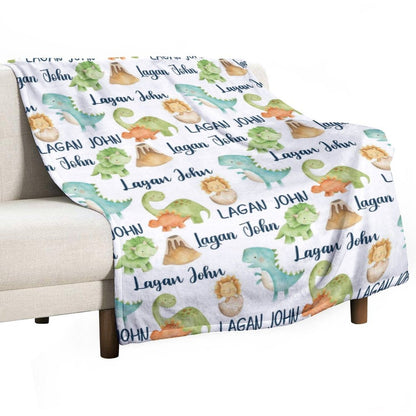 Personalized Dinosaur Name Blanket - Gifts for Baby