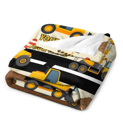 Personalized Name Construction Site Kids Blanket