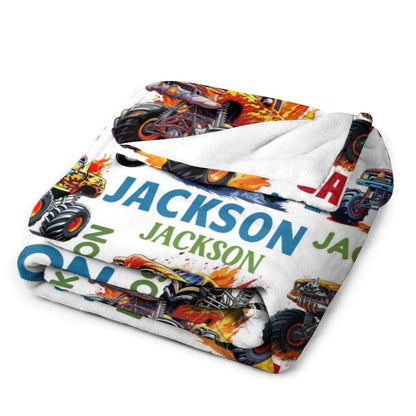 Truck Custom Name Blanket-Personalized Baby Blanket for Girls&Boys