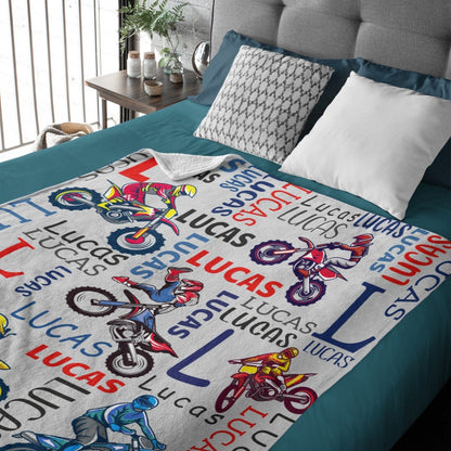 Personalized Custom Name Dirt Bike Motocross Blanket