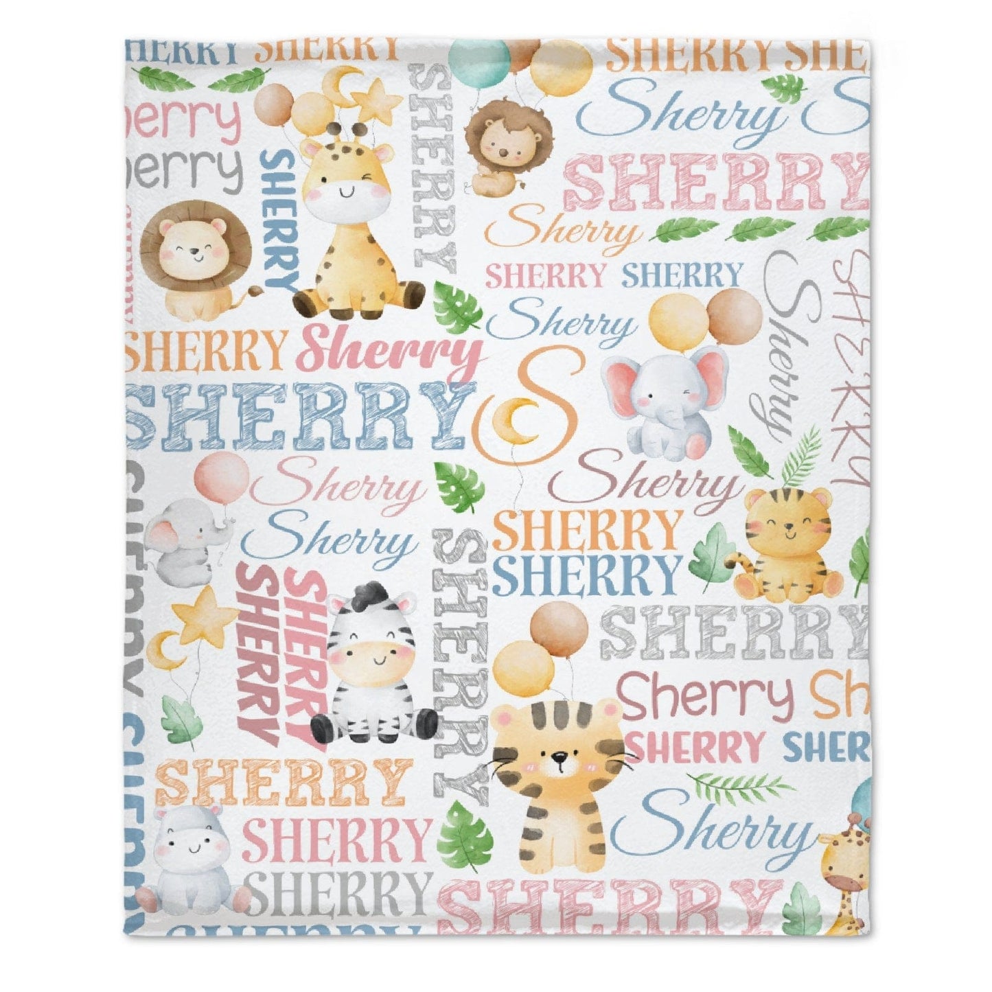 Personalized Baby Name Blanket-Custom Lion Elephant Giraffe
