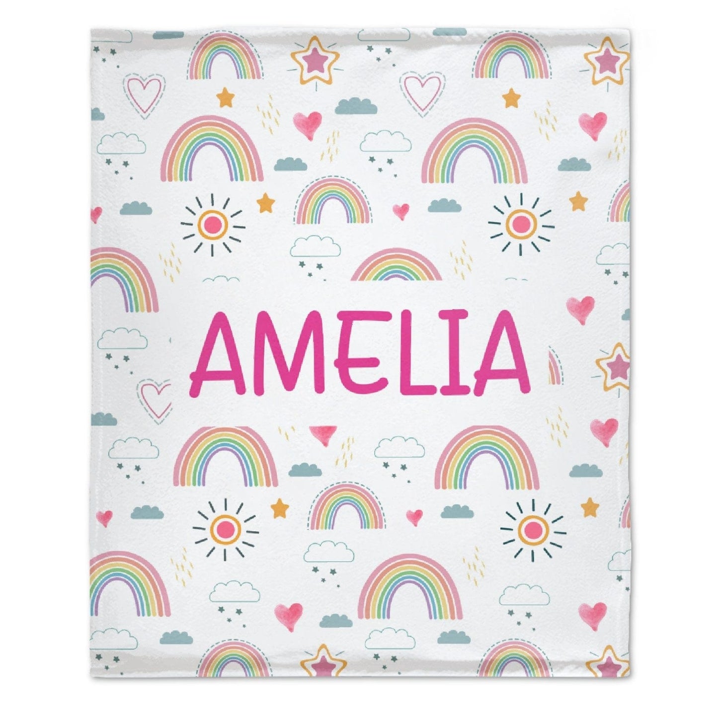 Personalized Custom Name Baby Toddler Rainbow Blanket
