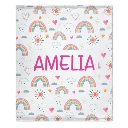 Personalized Custom Name Baby Toddler Rainbow Blanket