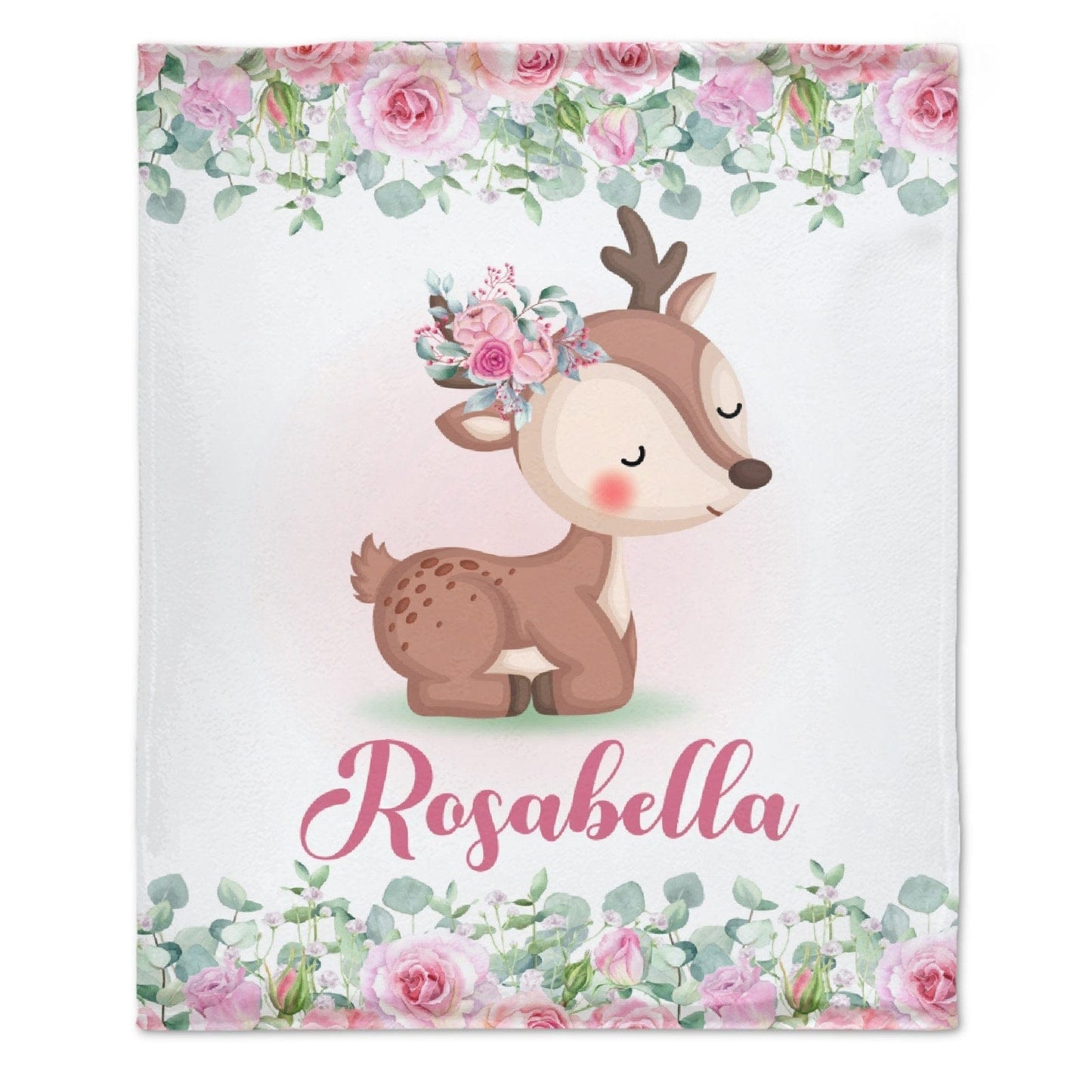 Personalized Customized Name Baby Girl Blanket-Baby Deer Blankets