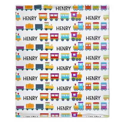 Personalized Name Cartoon Train Baby Blanket
