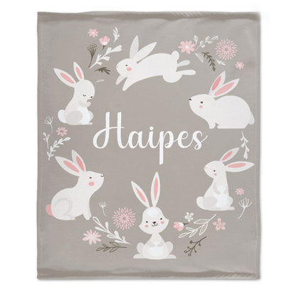 Personalized Baby Girl Bunny Rabbit Name Blanket