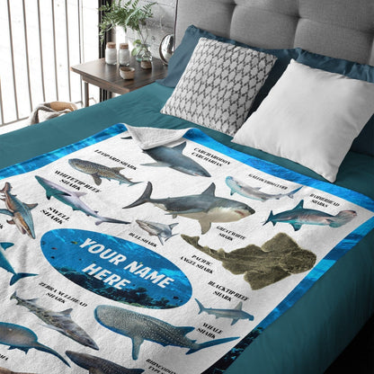 Personalized Name Shark Blanket for Kids