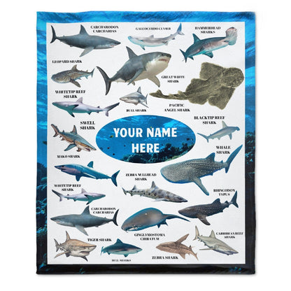 Personalized Name Shark Blanket for Kids