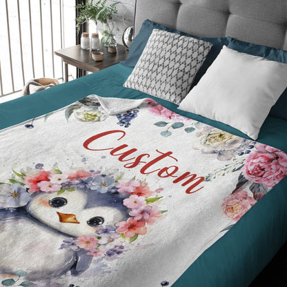 Name Custom Name Penguin Blanket Soft Plush Lightweight Throw Blanket