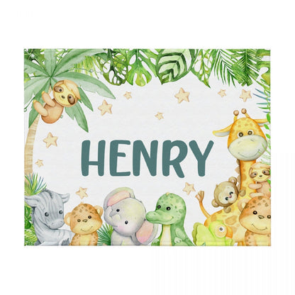 Personalized Safari Jungle Blanket - Baby Gift