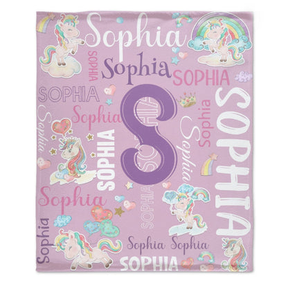 Personalized Unicorn Blanket for Girls Name Blankets