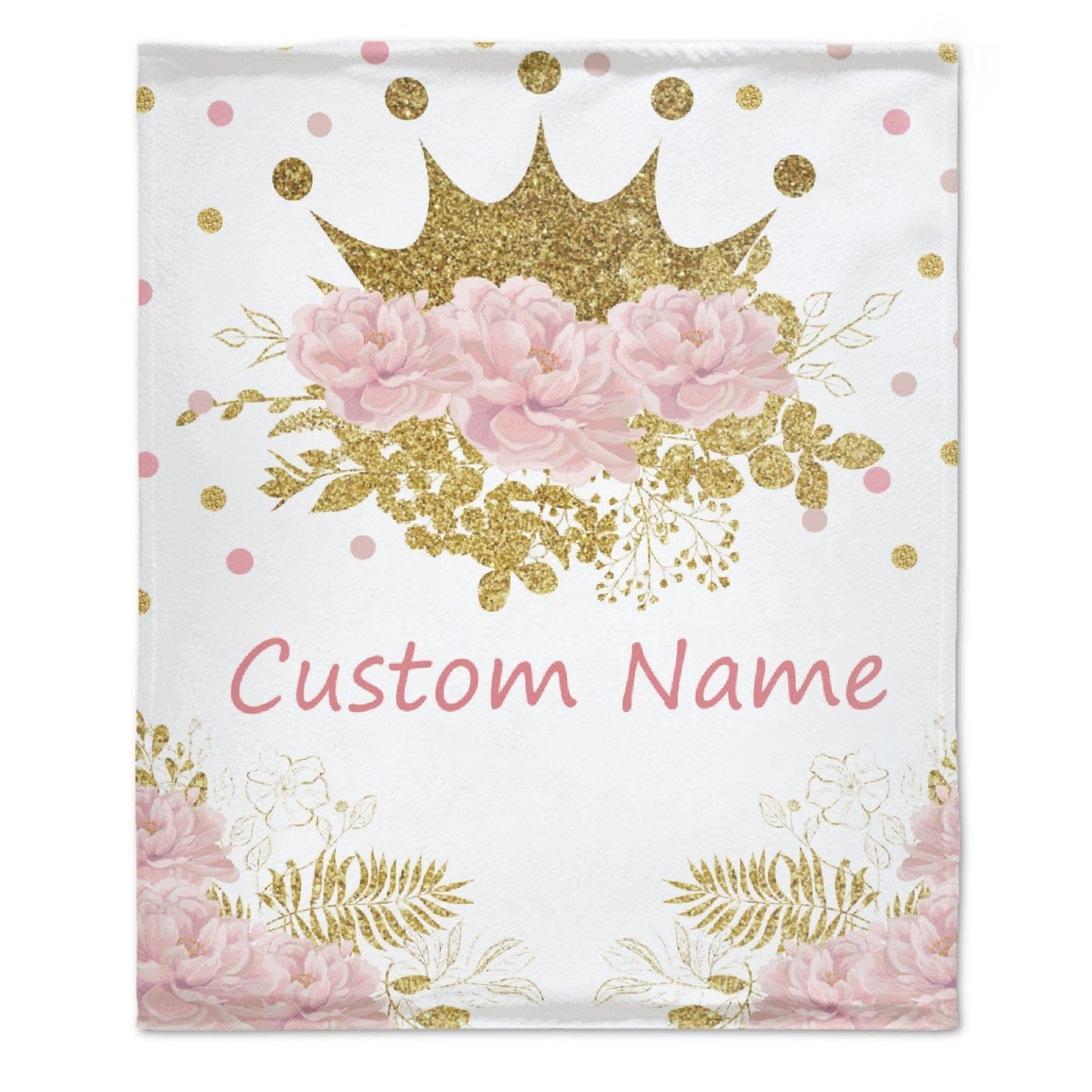 Personalized Name Blanket Baby Blanket with Flower & Crown