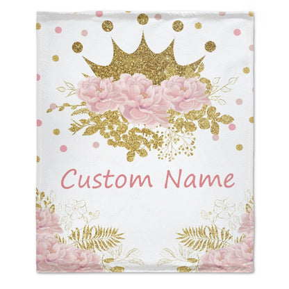 Personalized Name Blanket Baby Blanket with Flower & Crown