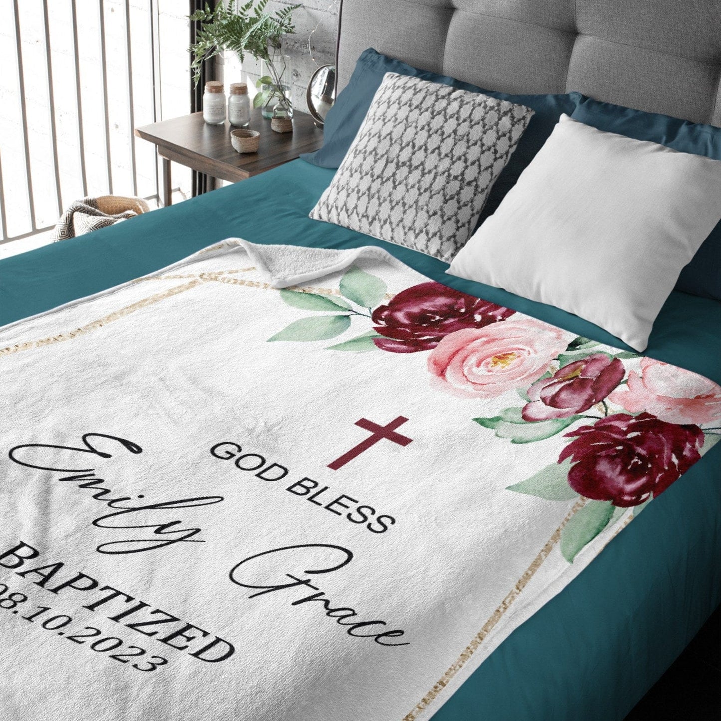Personalized Baptism God Bless Name Blanket