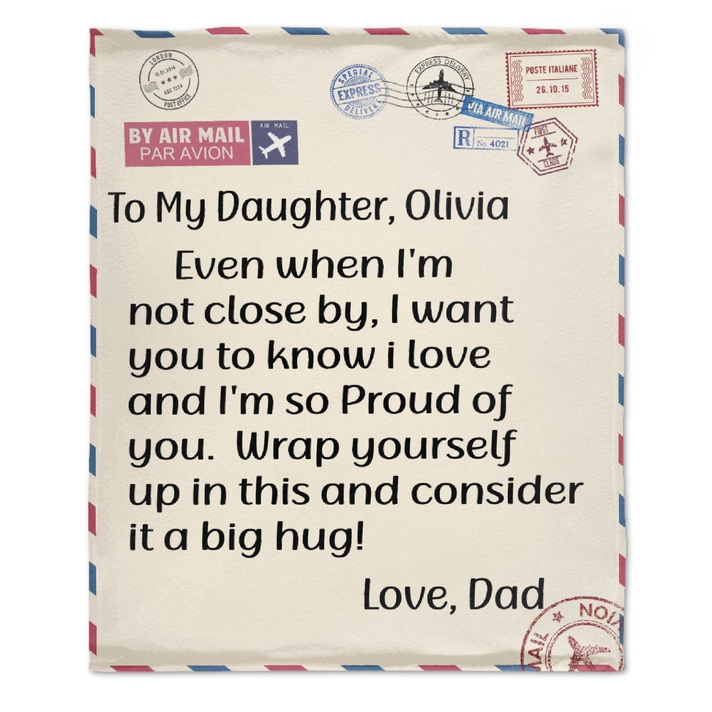 Personalized Custom Airmail Throw Blanket For Family