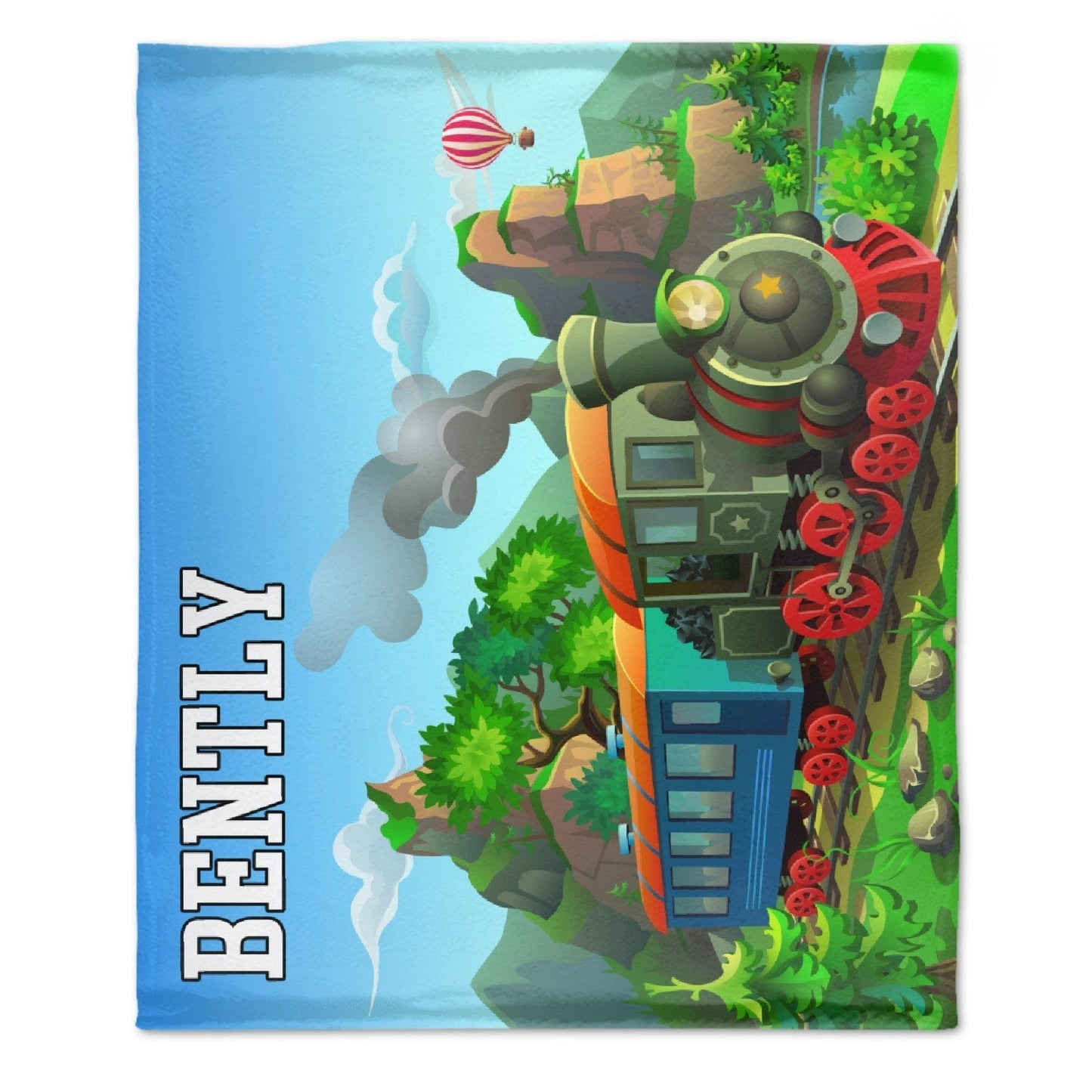 Personalized Cartoon Steam Train Kids Blanket