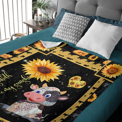 Personalized Cow Blanket - You are my sunshine