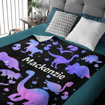 Personalized Custom Dinosaur Name Blanket for Girls Toddler Baby Kids