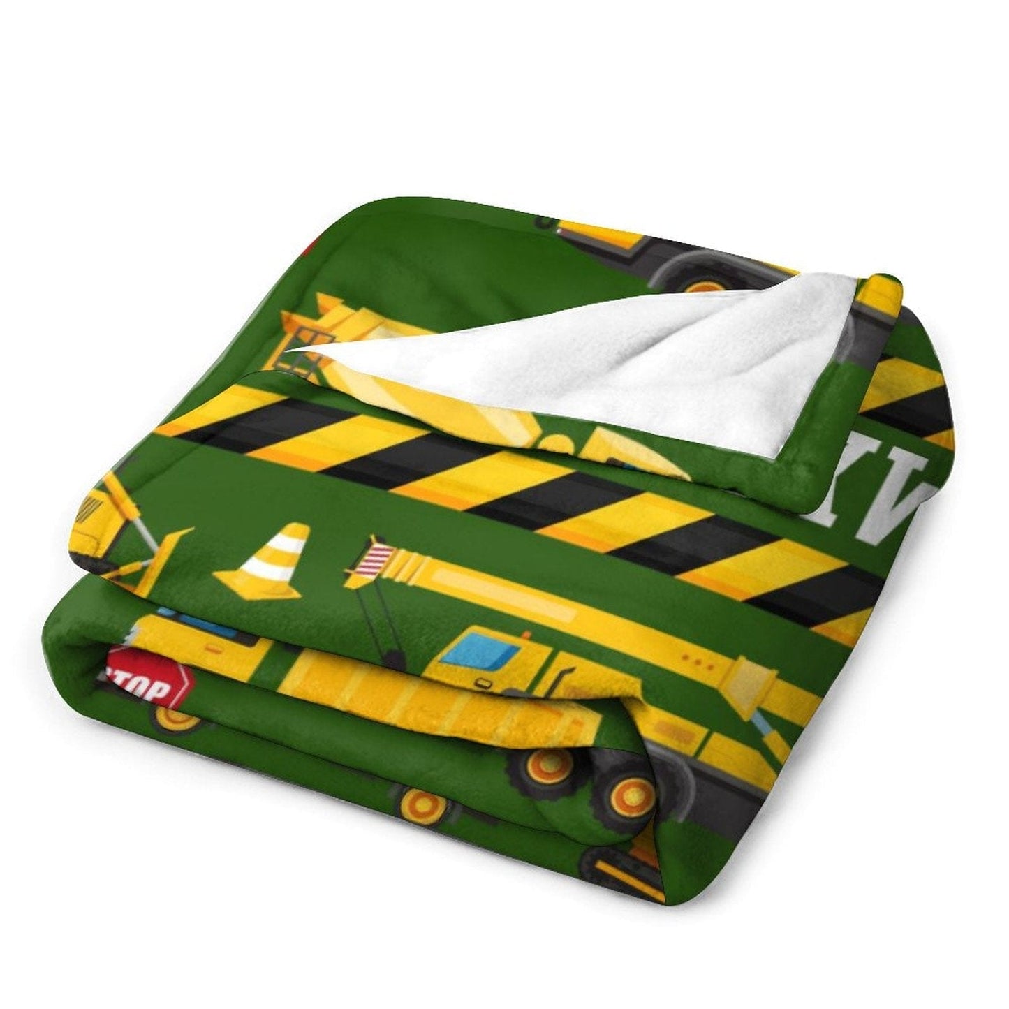 Personalized Name Custom Construction Vehicle Theme Blanket