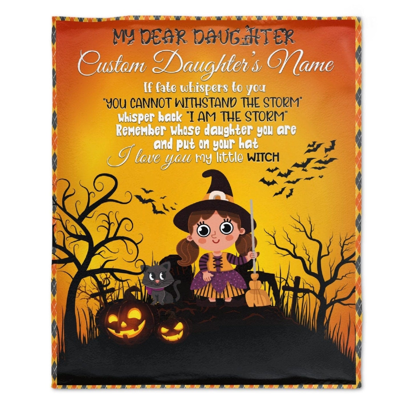 Personalized Daughter Name Blanket-Halloween Witches