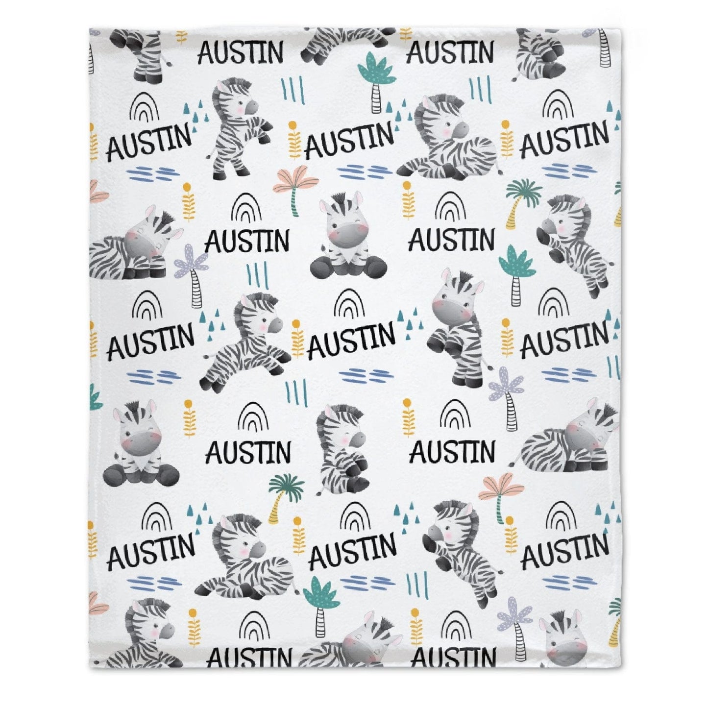 Personalized Custom Name Zebra Baby Blanket