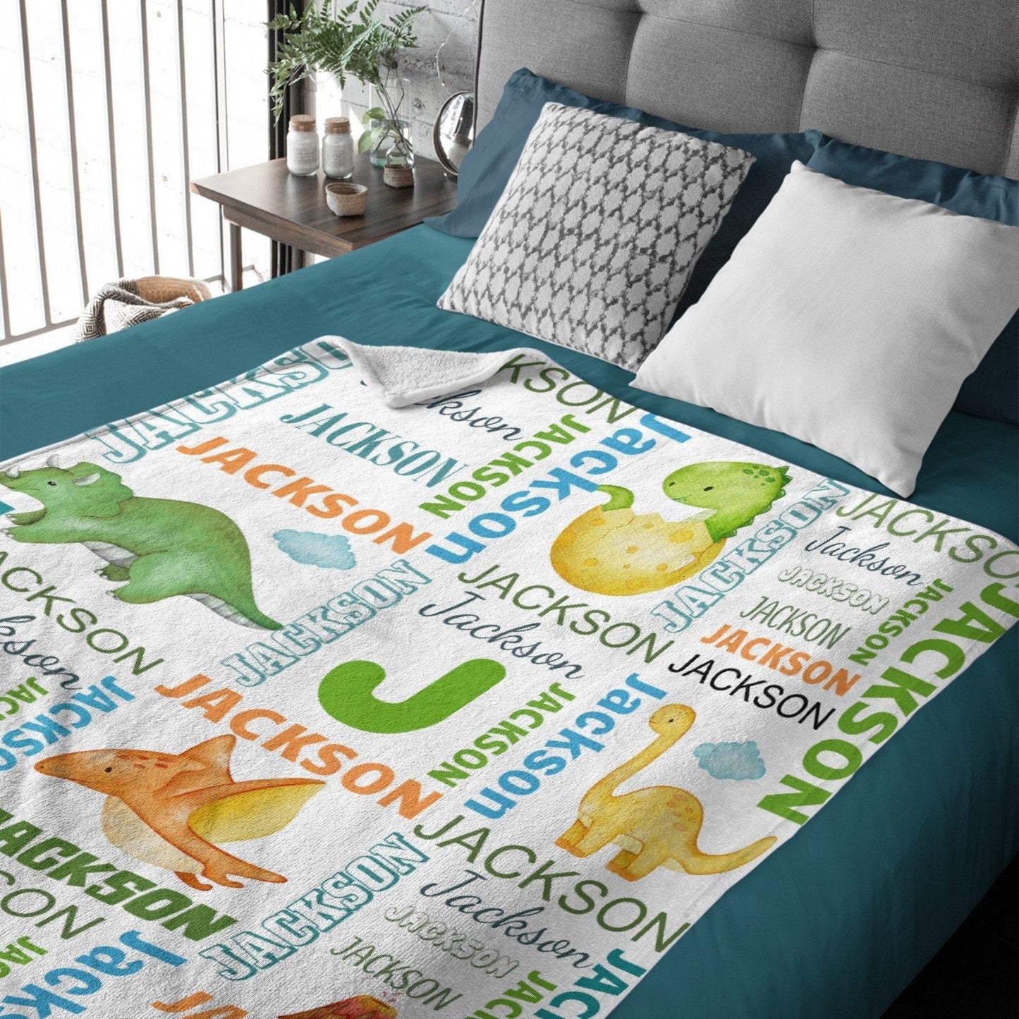 Dinosaur Custom Name Blanket-Personalized Baby Blanket