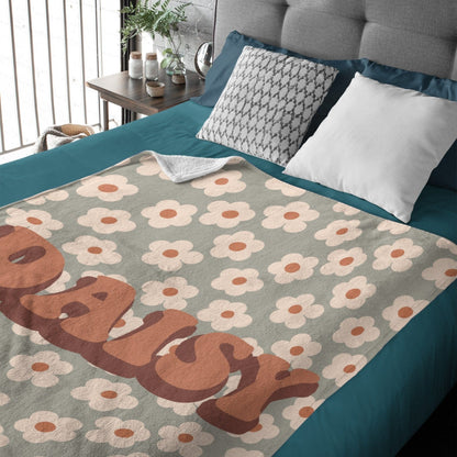 Custom Retro Flower personalize Baby blanket