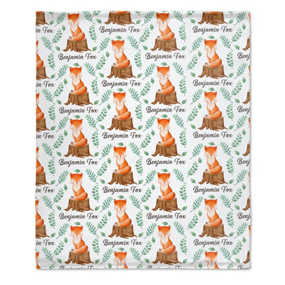 Personalized Name Fox Baby Blanket
