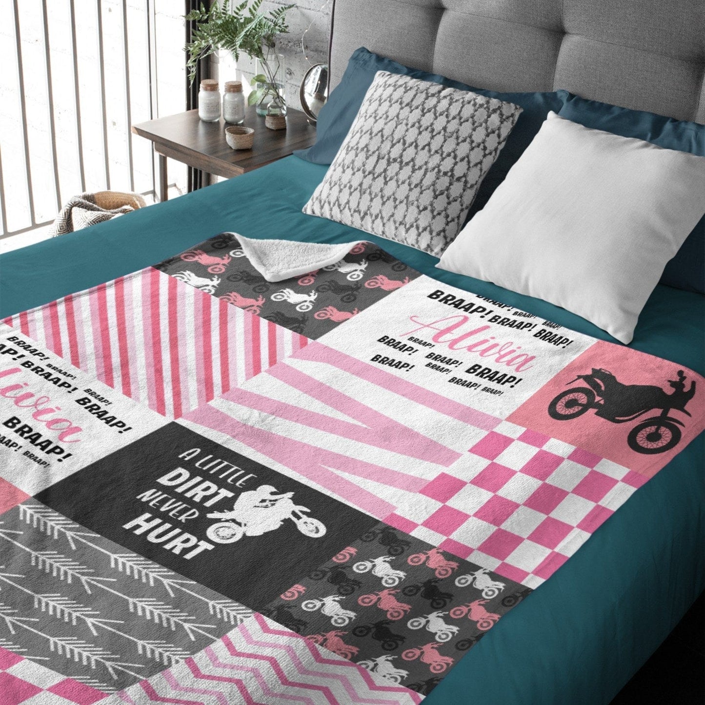Personalized Dirt Bike Baby Blankets with Name