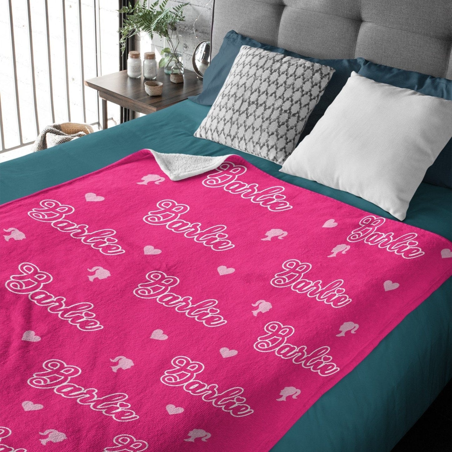 Girls Personalized Name Custom Pink Blanket