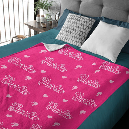 Girls Personalized Name Custom Pink Blanket