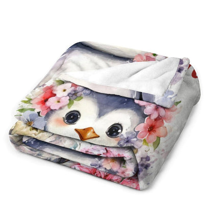 Name Custom Name Penguin Blanket Soft Plush Lightweight Throw Blanket