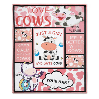 Personalized Cow Print Blanket with Name