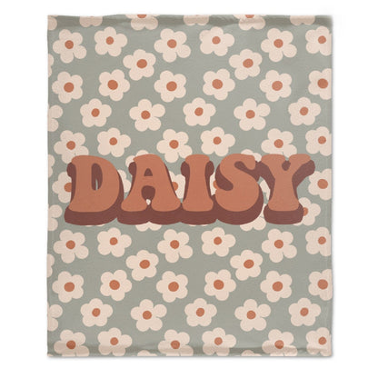Custom Retro Flower personalize Baby blanket