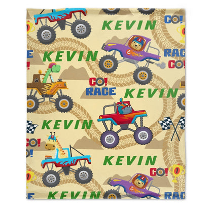 Custom Name Farm Tools Car Kids Blanket