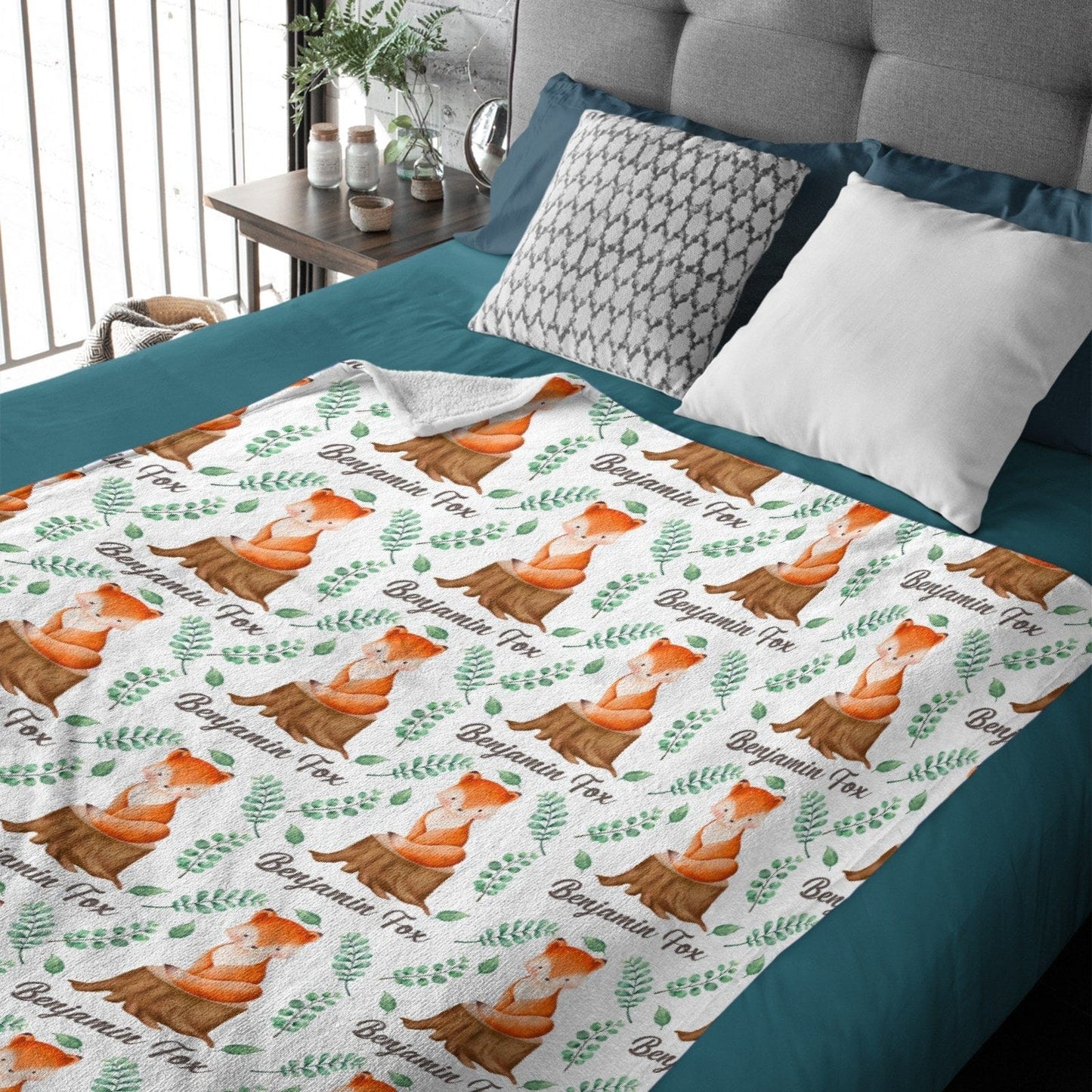 Personalized Name Fox Baby Blanket