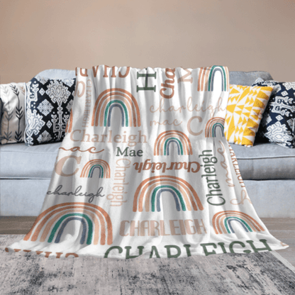 Personalized Modern Rainbow Name Pattern Baby Blanket