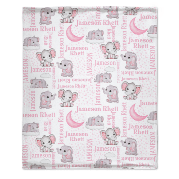 Personalized Custom Elephant Stars Baby Blanket