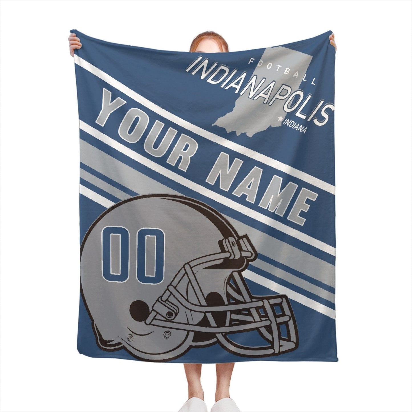 Personalized Football INDIANAPOLIS Custom Fans Add Name Number Blanket