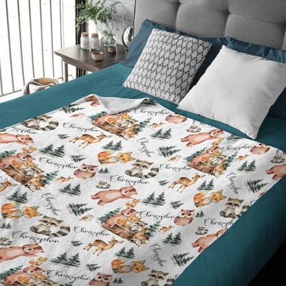 Personalized Woodland Animal Custom Baby Blanket