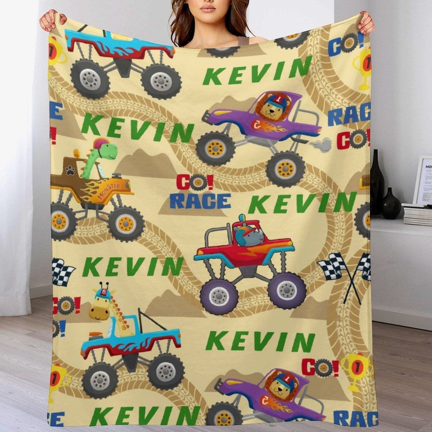 We pay shipping✈️Custom Name Farm Tools Car Kids Blanket