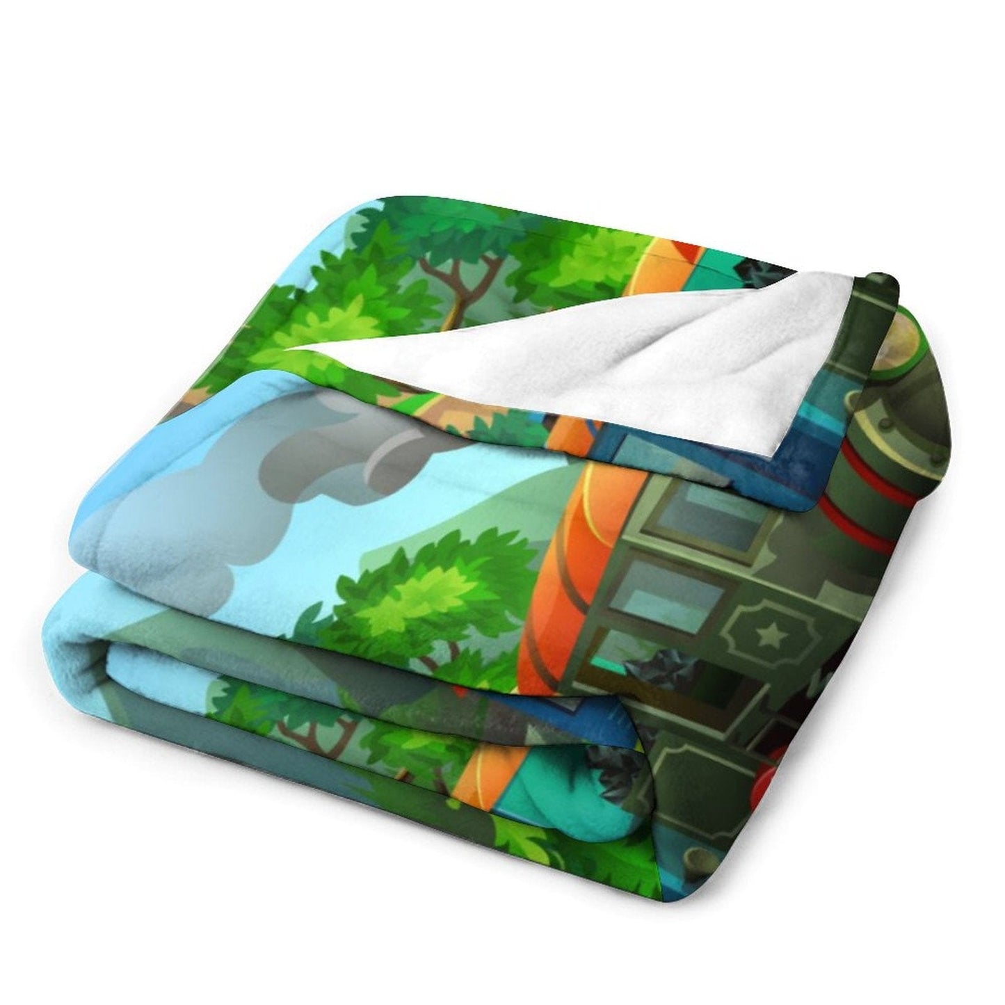 Personalized Cartoon Steam Train Kids Blanket