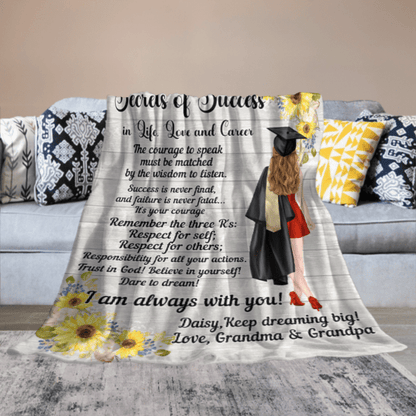 Personalized Clipart Secrets Of Success Graduation Gift Blanket