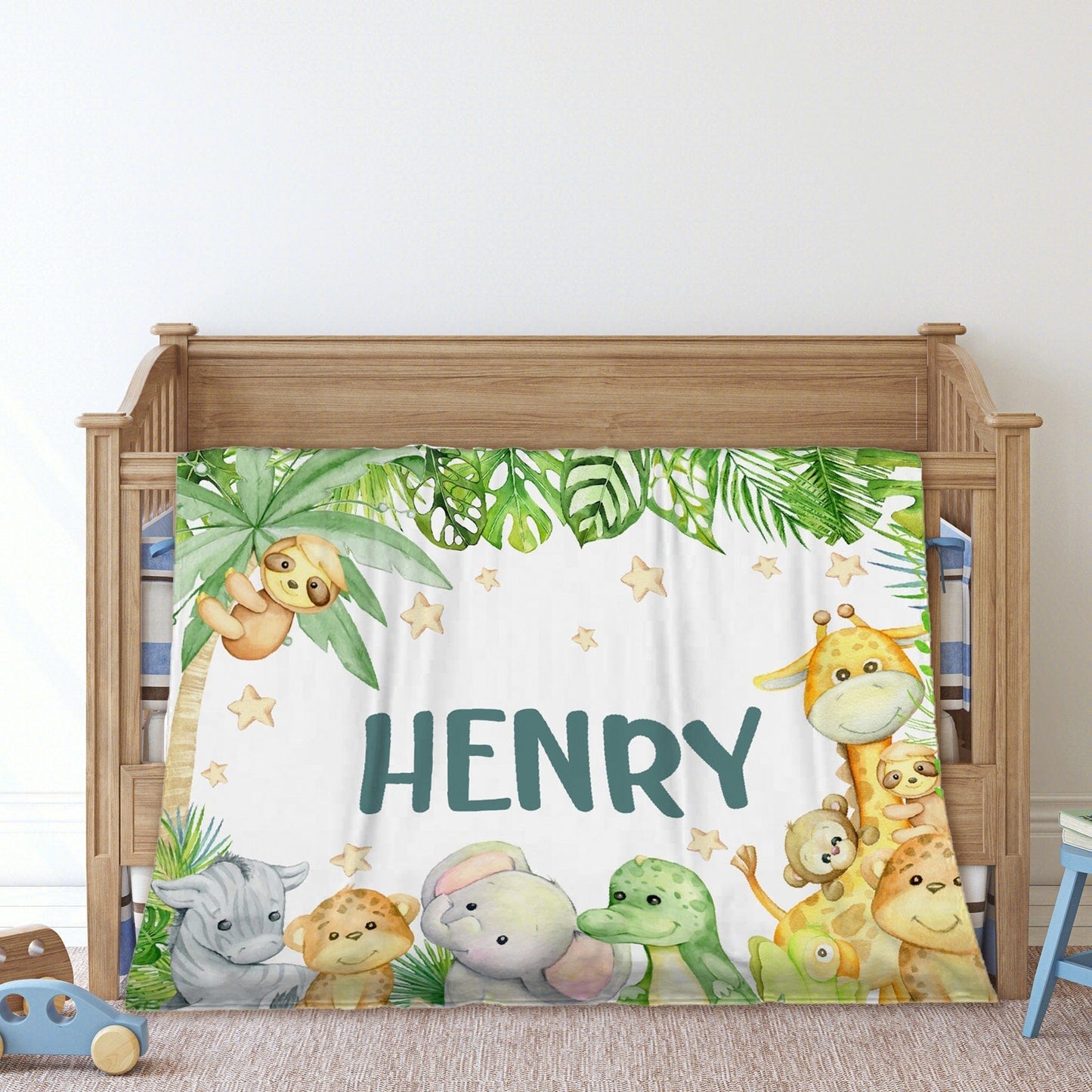 Personalized Safari Jungle Blanket - Baby Gift