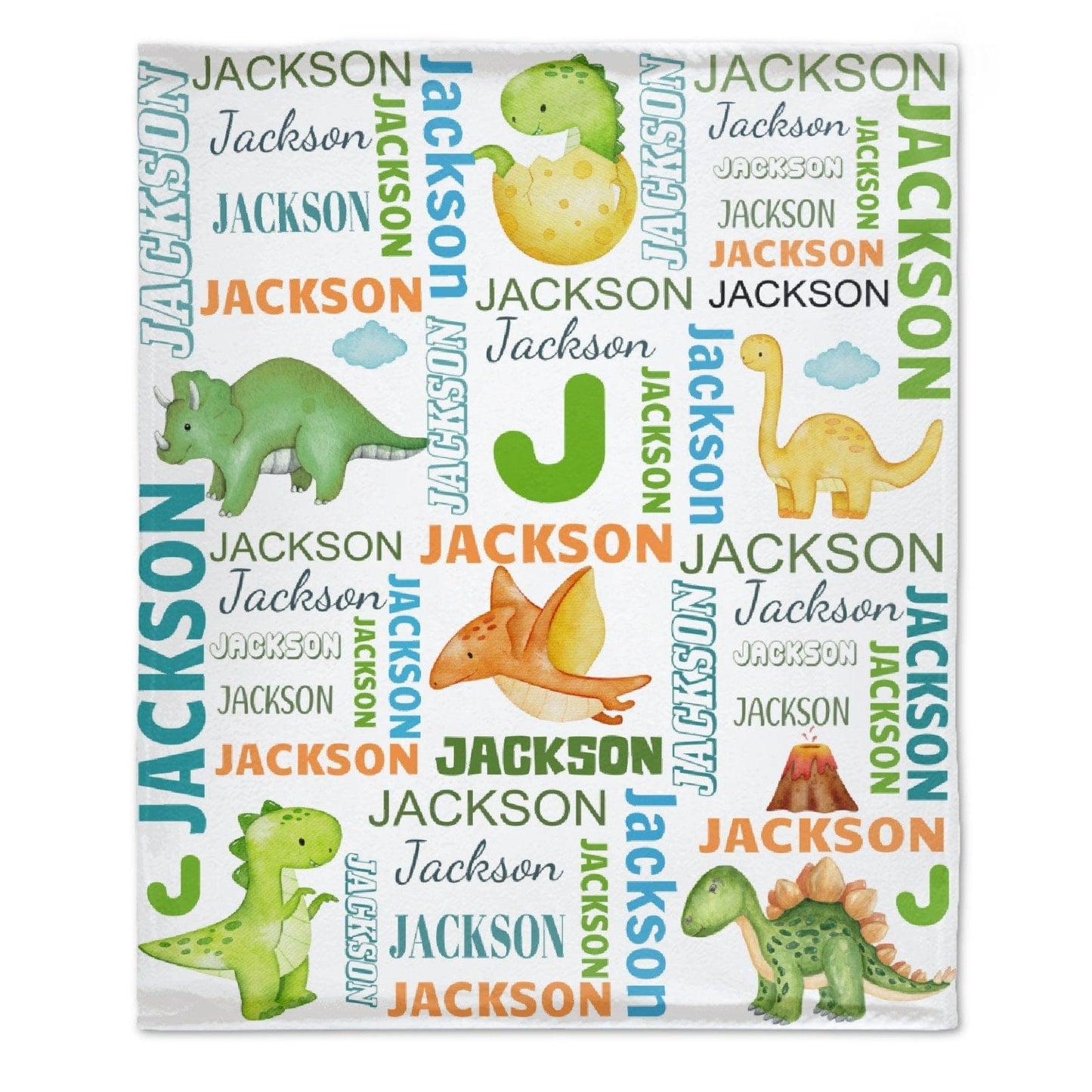 Dinosaur Custom Name Blanket-Personalized Baby Blanket
