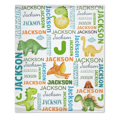 Dinosaur Custom Name Blanket-Personalized Baby Blanket