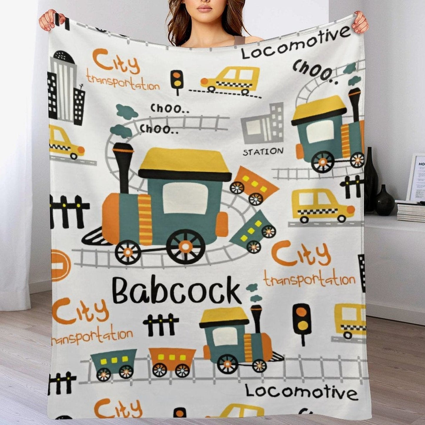 Choo Choo Train Personalized Kid Baby Blanket