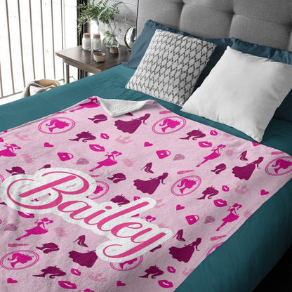 Personalized Name Custom Pink Party Blanket