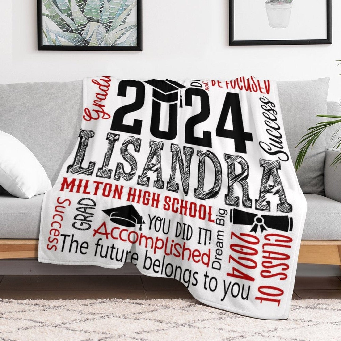 Custom Name Soft Blanket - Graduation Gift