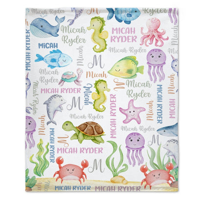 Personalized Name Custom Sea Life Blanket